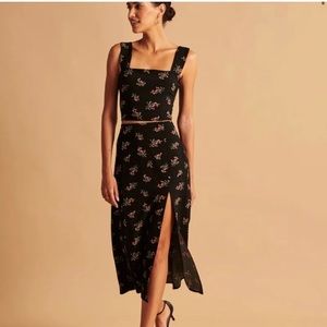 Abercrombie & Fitch Floral Top and High Slit MIDI Skirt in XL Reg